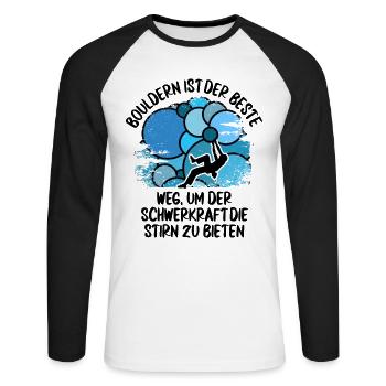Vintage Bouldern Boulderer Klettern Kletterer - Unisex Baseballshirt langarm - Weiß/Schwarz - Vorne - Nik (191cm)