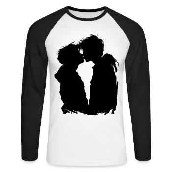 Baiser - T-shirt baseball manches longues Homme - blanc/noir - Devant - Nik (191cm)