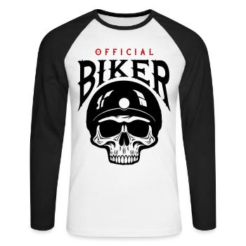 Skeleton Biker - T-shirt baseball manches longues Homme - blanc/noir - Devant - Nik (191cm)