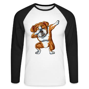 Hundezucht Hund Besitzer Frauchen Herrchen Dabbing - Unisex Baseballshirt langarm - Weiß/Schwarz - Vorne - Nik (191cm)