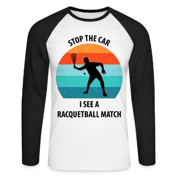 Racqueetball - T-shirt baseball manches longues Homme - blanc/noir - Devant - Nik (191cm)