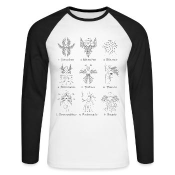 Anges bibliquement exacts neuf rangs d’anges - T-shirt baseball manches longues Homme - blanc/noir - Devant - Nik (191cm)