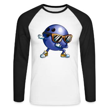 Bowling Alley Bowling Dab Dabbing Bowler Inside - Unisex Long Sleeve Baseball T-Shirt - white/black - Front - Nik (191cm)