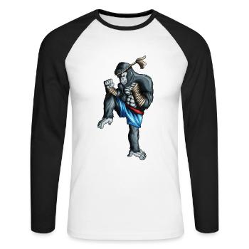 Kickboxing Monkey Orangutan Kampsport Boxer Monkey - Unisex Long Sleeve Baseball T-Shirt - white/black - Front - Nik (191cm)