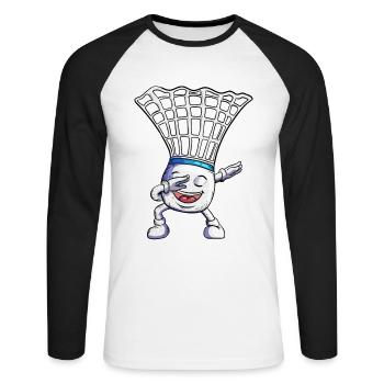 Badminton Makes Dabbing Holiday Dance Dab Design - Unisex Long Sleeve Baseball T-Shirt - white/black - Front - Nik (191cm)