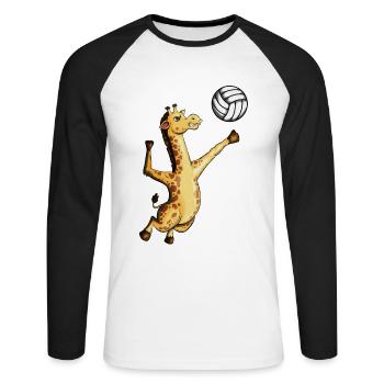Kids Giraffes Fan Volleyball Game Volleyball Net - Unisex Long Sleeve Baseball T-Shirt - white/black - Front - Nik (191cm)
