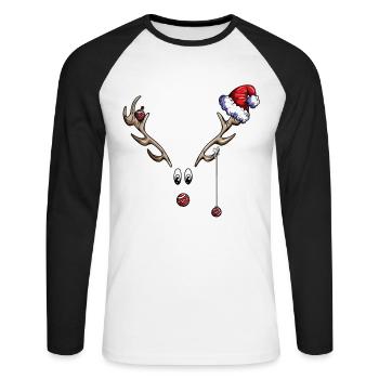 Christmas Party Reindeer Merry Christmas - Unisex Long Sleeve Baseball T-Shirt - white/black - Front - Nik (191cm)