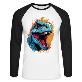 T-Rex Dinosaur Dino Tyrannosaurus Rex Vintage - Unisex Long Sleeve Baseball T-Shirt - white/black - Front - Nik (191cm)