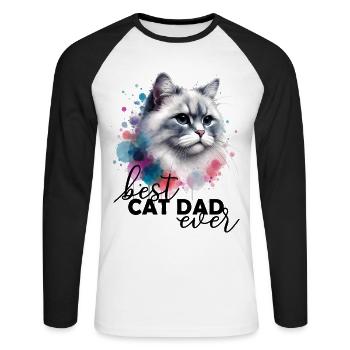 Best Cat Dad Cat - Unisex Long Sleeve Baseball T-Shirt - white/black - Front - Nik (191cm)
