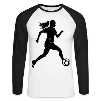 Female Soccer Player Silhouette Soccer Player Woman - Unisex Long Sleeve Baseball T-Shirt - white/black - Front - Nik (191cm)