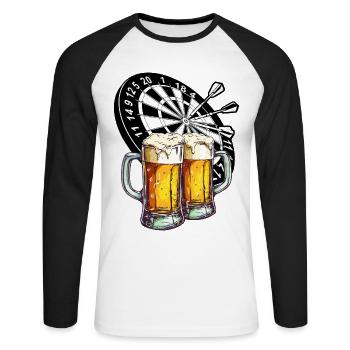Darts, Beer, Darts, Alcohol, Drinking, Booze, Pub - Unisex Long Sleeve Baseball T-Shirt - white/black - Front - Nik (191cm)