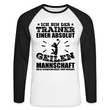 Mannschaft Handballspieler Beachhandball Ballsport - Unisex Baseballshirt langarm - Weiß/Schwarz - Vorne - Nik (191cm)