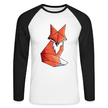 Géométrique Fox Lover Math Géométrie - T-shirt baseball manches longues Homme - blanc/noir - Devant - Nik (191cm)