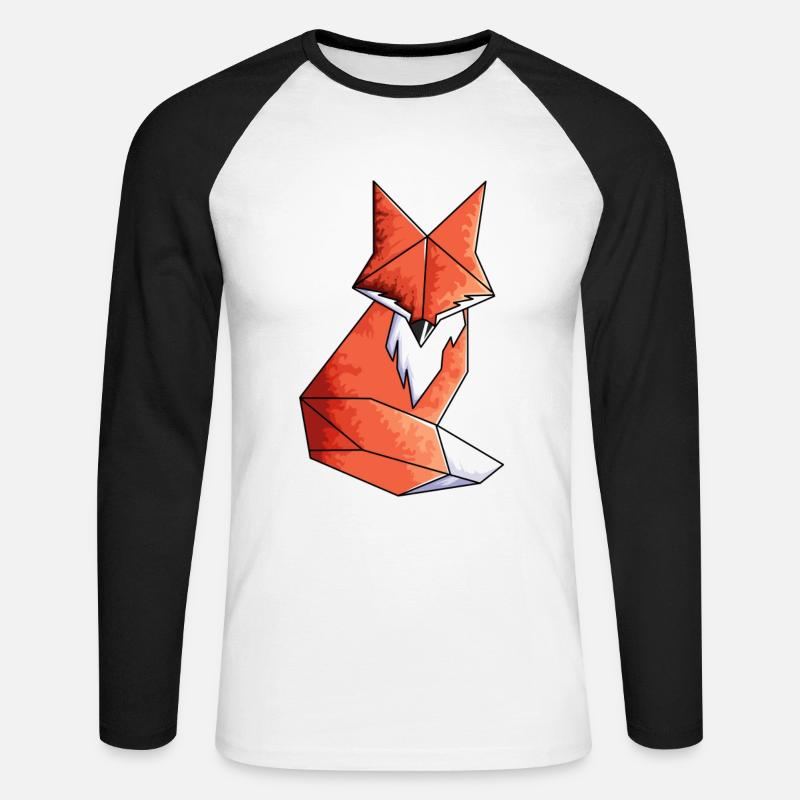 Geometric Fox Lover Math Geometry - Unisex Long Sleeve Baseball T-Shirt - white/black