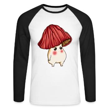 Trauriger Wald Pilz Essbare Pilze Pilzsammler - Unisex Baseballshirt langarm - Weiß/Schwarz - Vorne - Nik (191cm)