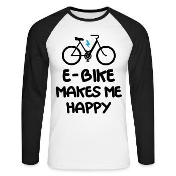Le vélo électrique me rend heureux - T-shirt baseball manches longues Homme - blanc/noir - Devant - Nik (191cm)