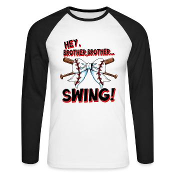 Baseballschläger Schleife Schwester Baseballshirt - Unisex Baseballshirt langarm - Weiß/Schwarz - Vorne - Nik (191cm)