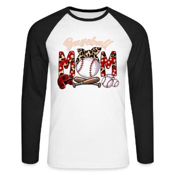 Mutter Sohn Verein Baseballoutfit Baseball Mom - Unisex Baseballshirt langarm - Weiß/Schwarz - Vorne - Nik (191cm)