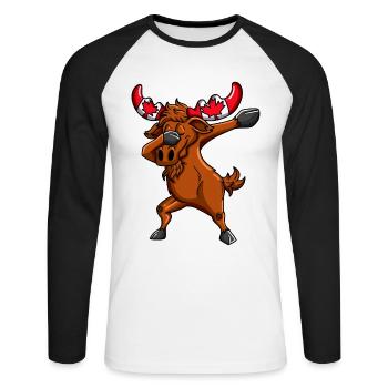 Orignal canadien avec dab dab du drapeau du Canada - T-shirt baseball manches longues Homme - blanc/noir - Devant - Nik (191cm)