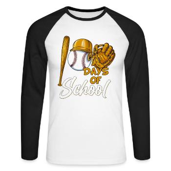 School Kids Baseball Costume 100 Days of School - Unisex Long Sleeve Baseball T-Shirt - white/black - Front - Nik (191cm)