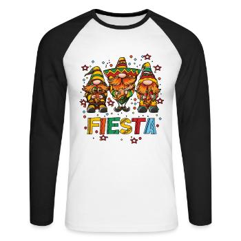 Fiesta Mexico Holiday Music Band Holiday Shirt - Unisex Long Sleeve Baseball T-Shirt - white/black - Front - Nik (191cm)