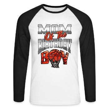 Basketball Birthday Boy Basketballverein Ball - Unisex Baseballshirt langarm - Weiß/Schwarz - Vorne - Nik (191cm)