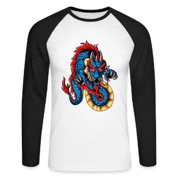 Dragon Chine Nouvel An Nouvel An Festival du Dragon - T-shirt baseball manches longues Homme - blanc/noir - Devant - Nik (191cm)