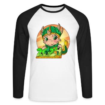 2024 Bébé Dragon Dragon de Chine Enfant Vacances Dragon - T-shirt baseball manches longues Homme - blanc/noir - Devant - Nik (191cm)