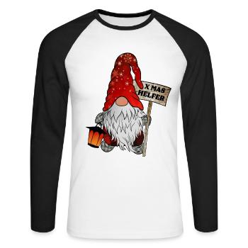 Helper Gnome Christmas Gnome - Unisex Long Sleeve Baseball T-Shirt - white/black - Front - Nik (191cm)