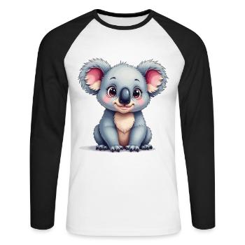 Conception de dessin animé d’ours koala mignon - T-shirt baseball manches longues Homme - blanc/noir - Devant - Nik (191cm)