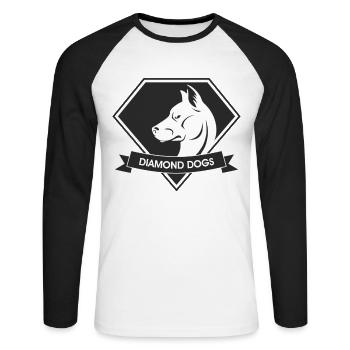 Diamond Dogs - Unisex Long Sleeve Baseball T-Shirt - white/black - Front - Nik (191cm)