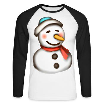 Colorful snowman in the blaze of lights - Unisex Long Sleeve Baseball T-Shirt - white/black - Front - Nik (191cm)