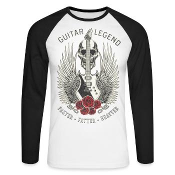 GUITAR LEGEND - Unisex Long Sleeve Baseball T-Shirt - white/black - Front - Nik (191cm)