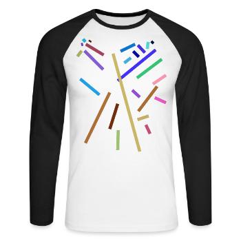 Modèle de traits minimaux - T-shirt baseball manches longues Homme - blanc/noir - Devant - Nik (191cm)