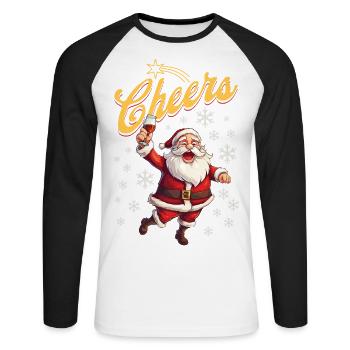 Santa Claus Alcohol Beer Mulled Wine Liquor Cheers - Unisex Long Sleeve Baseball T-Shirt - white/black - Front - Nik (191cm)
