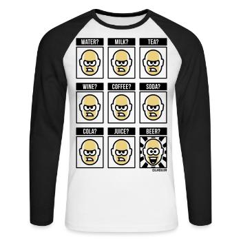 Rien ne vaut une bière ! (buveur de bière drôle POS 3C) - T-shirt baseball manches longues Homme - blanc/noir - Devant - Nik (191cm)
