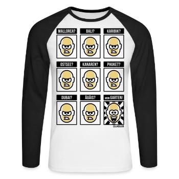 Nichts Geht Über Meinen Garten! (Urlaub / POS 3C) - Unisex Baseballshirt langarm - Weiß/Schwarz - Vorne - Nik (191cm)