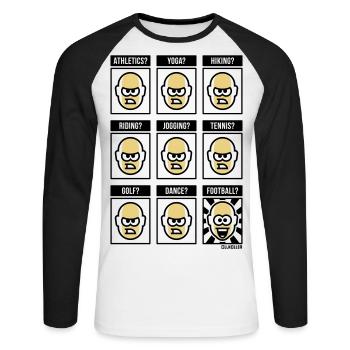 Rien ne vaut le football ! (Fan de football / POS / 3C) - T-shirt baseball manches longues Homme - blanc/noir - Devant - Nik (191cm)