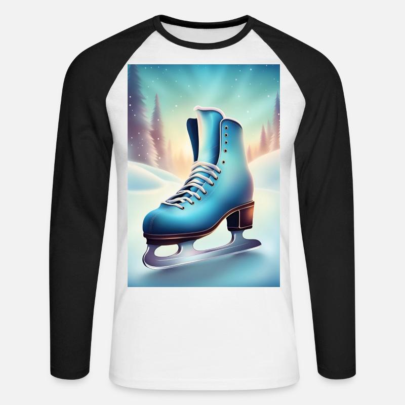 Winterliches Eiskunstlauf-Hobby - Unisex Baseballshirt langarm - Weiß/Schwarz
