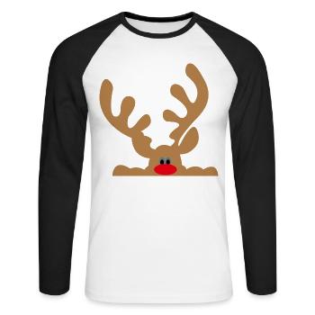 elch - Unisex Baseballshirt langarm - Weiß/Schwarz - Vorne - Nik (191cm)