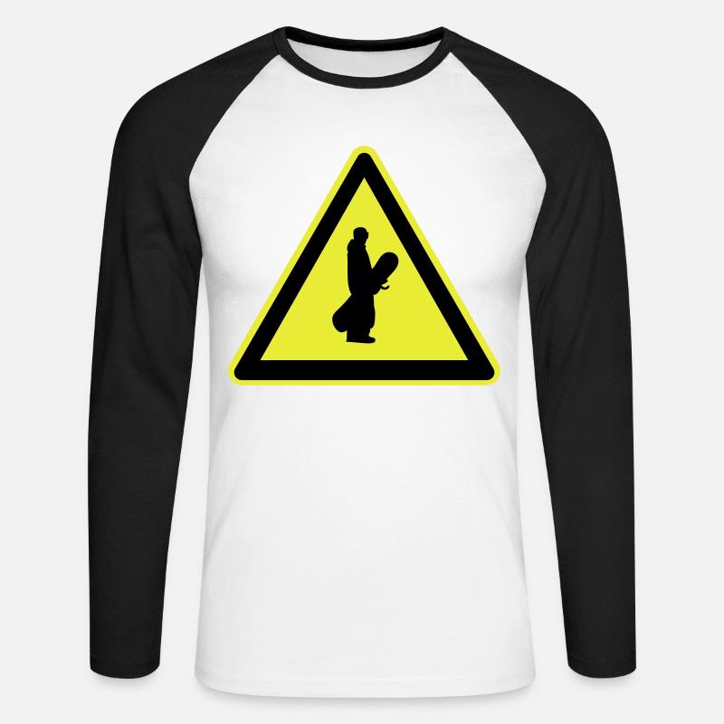 Snowboarder Schild - Unisex Baseballshirt langarm - Weiß/Schwarz