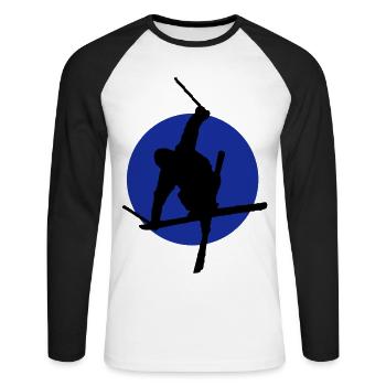 Ski freestyle icon - Unisex Long Sleeve Baseball T-Shirt - white/black - Front - Nik (191cm)