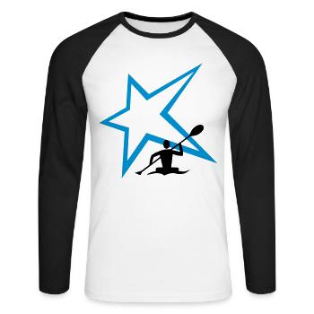 Kanu Stern - Unisex Baseballshirt langarm - Weiß/Schwarz - Vorne - Nik (191cm)