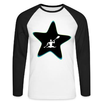 Kayak star - Unisex Long Sleeve Baseball T-Shirt - white/black - Front - Nik (191cm)