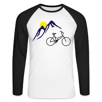 Bike, mountains and Sun - Unisex Long Sleeve Baseball T-Shirt - white/black - Front - Nik (191cm)