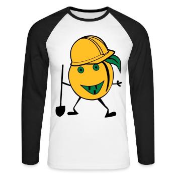 travailleur de la construction d'orange - T-shirt baseball manches longues Homme - blanc/noir - Devant - Nik (191cm)