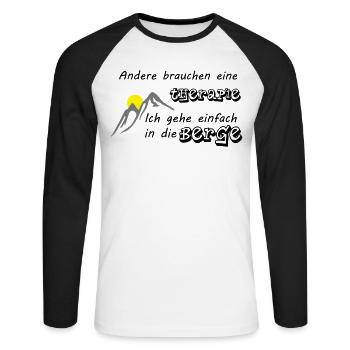 Mountain therapy - Unisex Long Sleeve Baseball T-Shirt - white/black - Front - Nik (191cm)