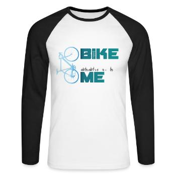 faire du vélo avec moi Fahrrad Rad bmx MTB Rennrad blau Team - T-shirt baseball manches longues Homme - blanc/noir - Devant - Nik (191cm)
