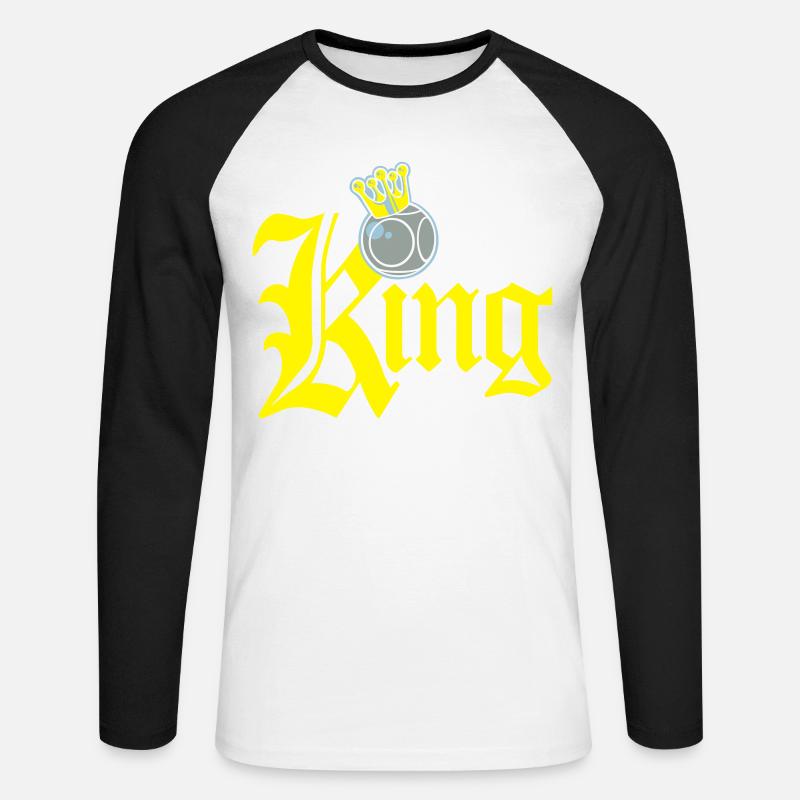 König Petanque Tippfehler - Unisex Baseballshirt langarm - Weiß/Schwarz