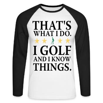 Ich spiele Golf - Unisex Baseballshirt langarm - Weiß/Schwarz - Vorne - Nik (191cm)